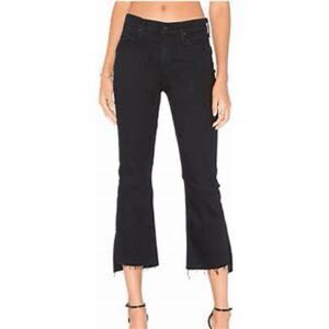 Mother Jeans the Insider Fray Cropped Black Jeans